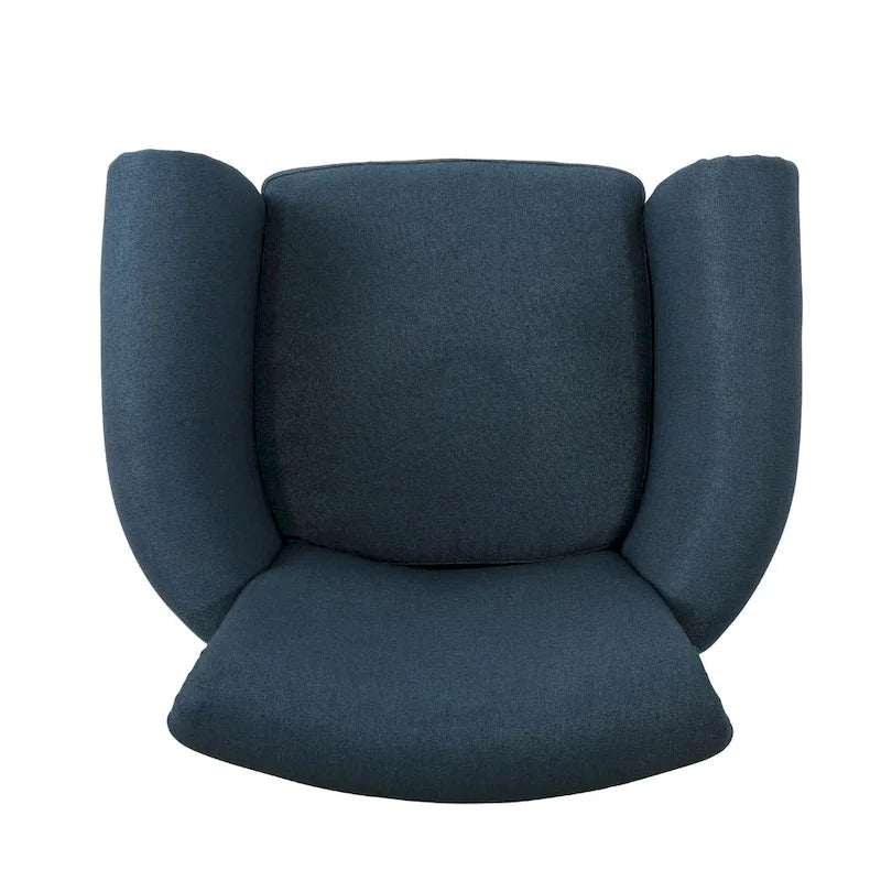 Navy Blue Fabric Club Chair with Nailhead Trim and Birch Wood Legs