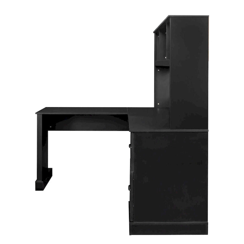 White Home Office Computer Desk with Hutch Bookshelf and Two Drawers