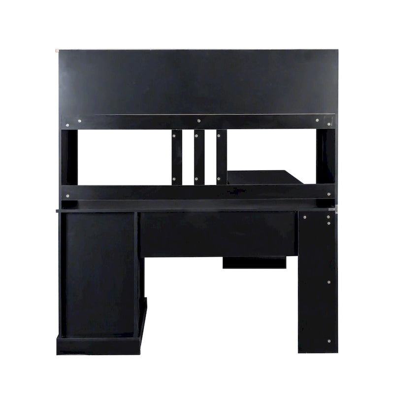 White Home Office Computer Desk with Hutch Bookshelf and Two Drawers