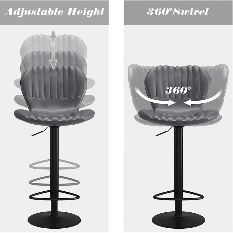 Adjustable Swivel Bar Stool with High Backrest Counter Height Padded Seat