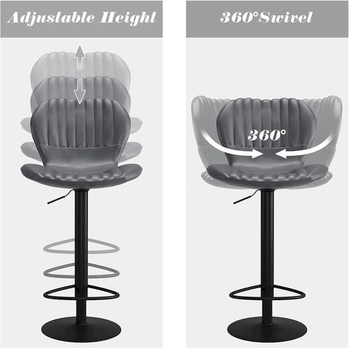 Tabouret de bar pivotant réglable avec haut dossier et assise rembourrée hauteur comptoir