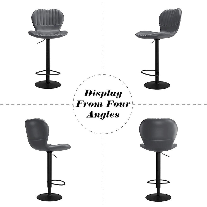 Adjustable Swivel Bar Stool with High Backrest Counter Height Padded Seat