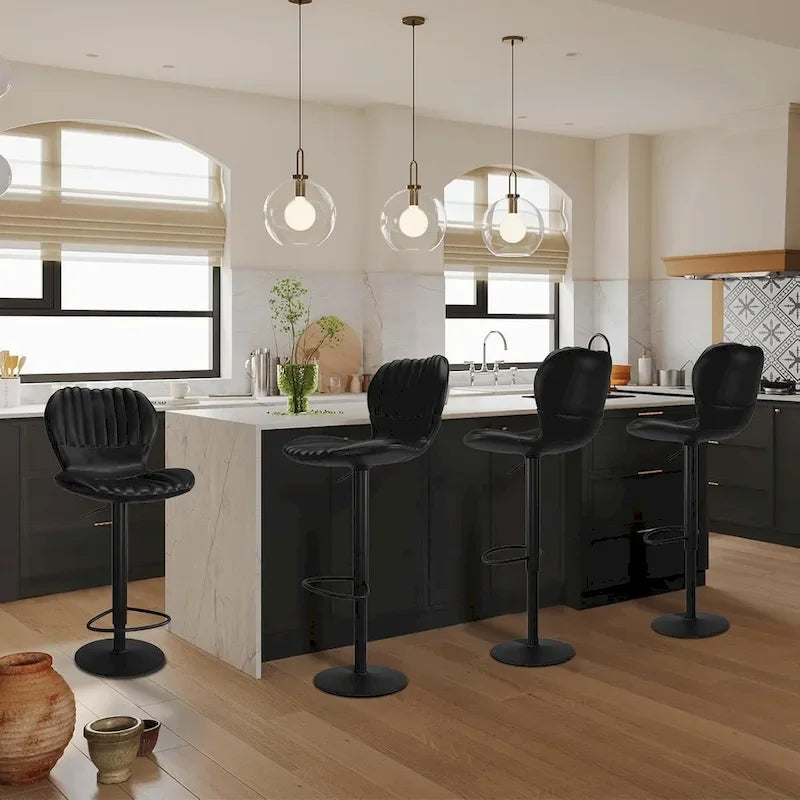 Adjustable Swivel Bar Stool with High Backrest Counter Height Padded Seat