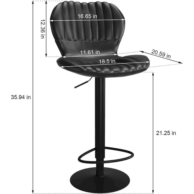 Adjustable Swivel Bar Stool with High Backrest Counter Height Padded Seat