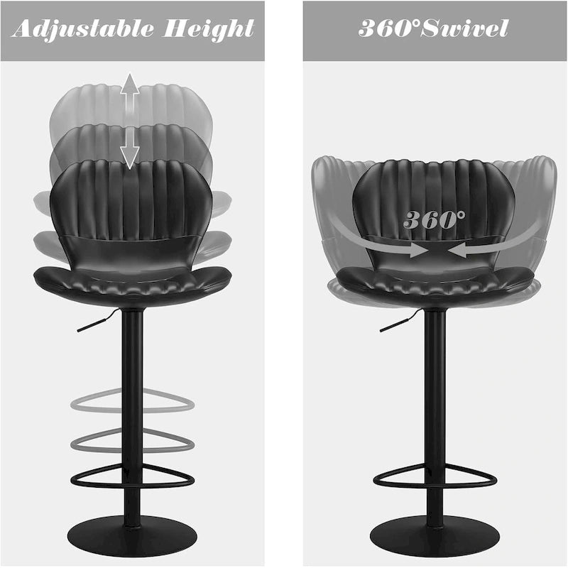 Adjustable Swivel Bar Stool with High Backrest Counter Height Padded Seat