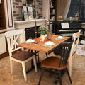 Foldable Wooden Dining Table with Black Metal Frame Industrial Style
