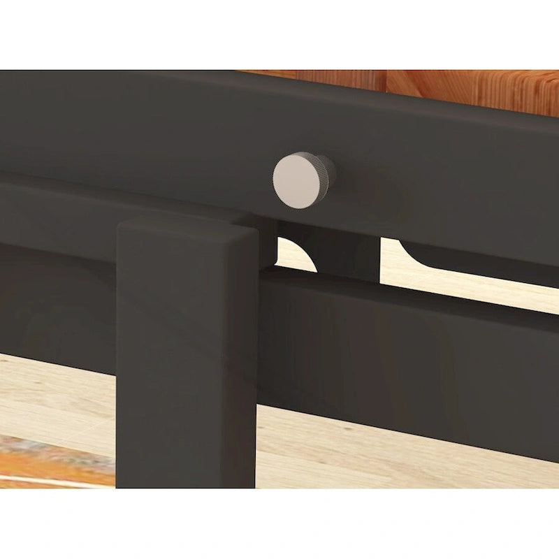 Foldable Wooden Dining Table with Black Metal Frame Industrial Style