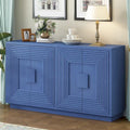 4-Door Fluted Sideboard Cabinet with Adjustable Shelves Navy Blue