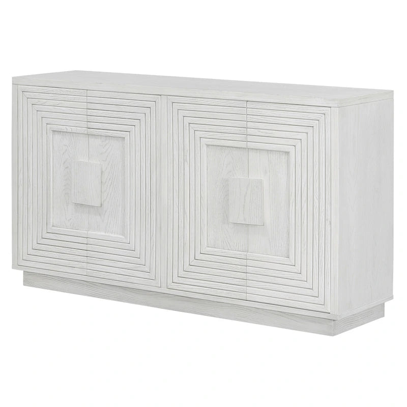 4-Door Fluted Sideboard Cabinet with Adjustable Shelves Navy Blue
