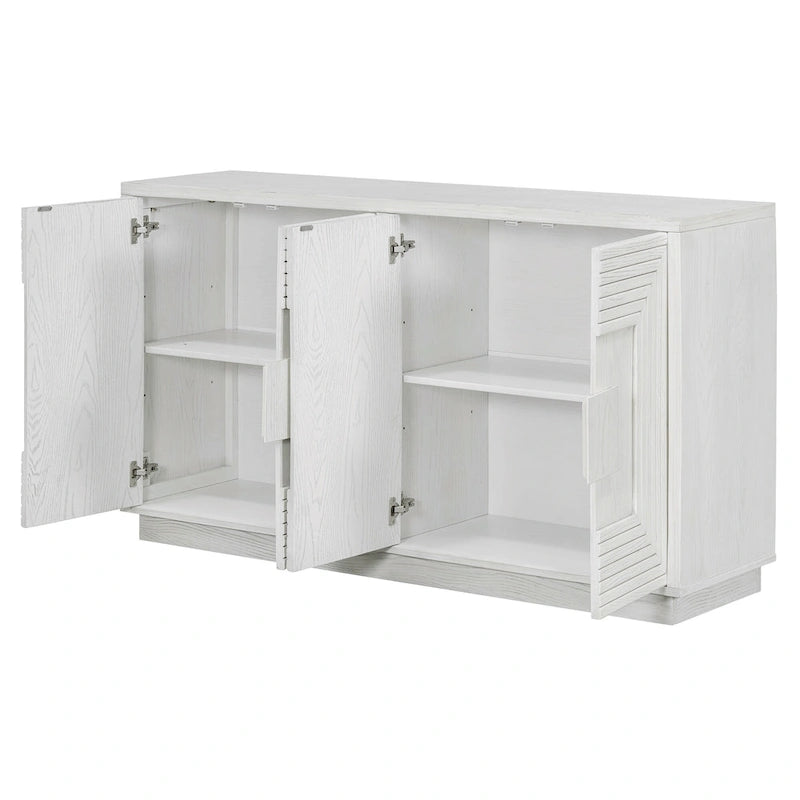 4-Door Fluted Sideboard Cabinet with Adjustable Shelves Navy Blue
