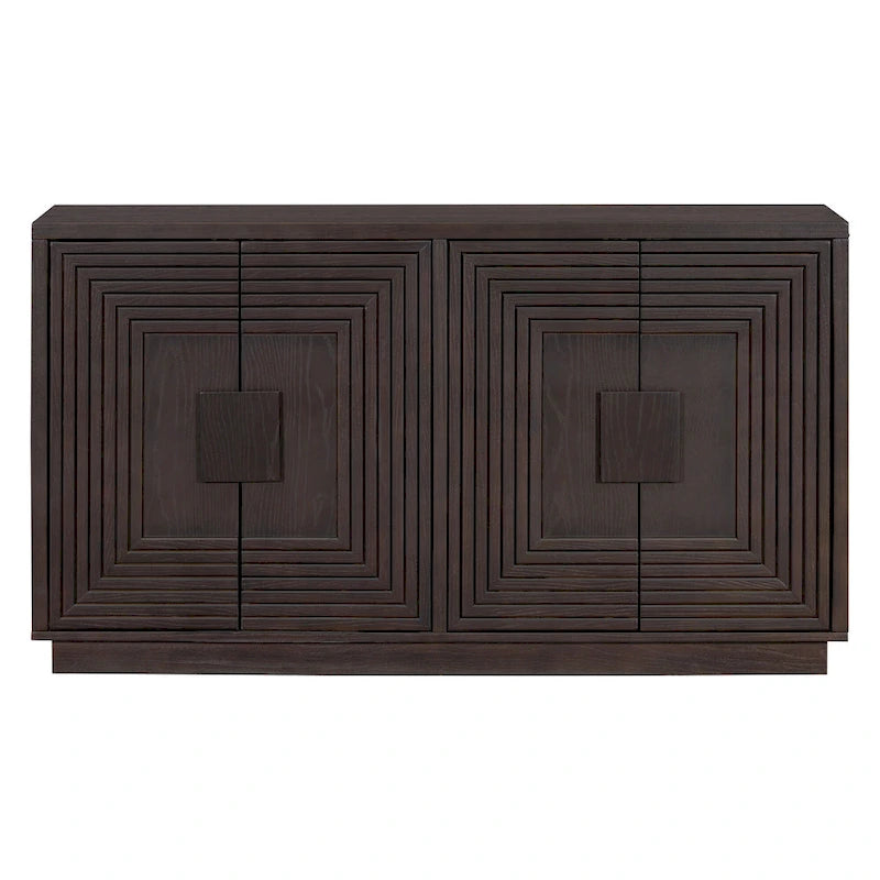 4-Door Fluted Sideboard Cabinet with Adjustable Shelves Navy Blue