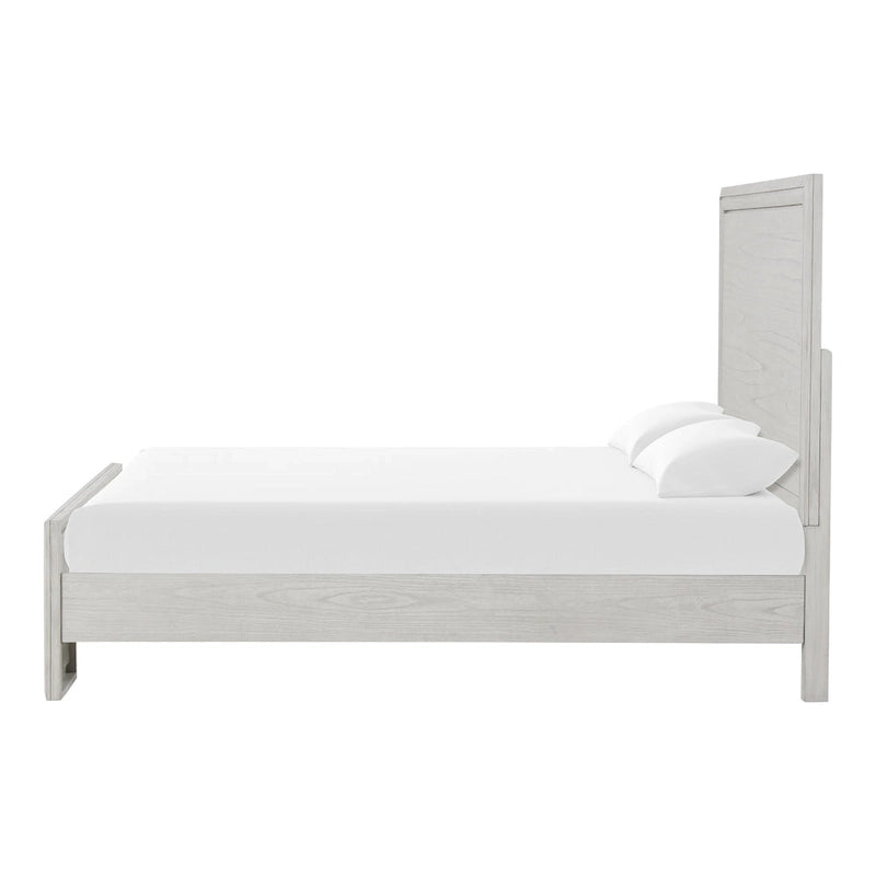Rustic White Solid Wood Carved Panel Bed with Elegant Headboard Footboard