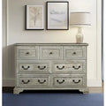 Vintage Style 7-Drawer Wide Dresser with Antique Metal Handles, White