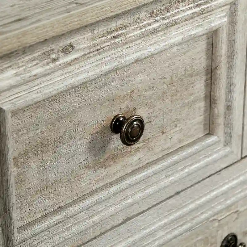 Vintage Style 7-Drawer Wide Dresser with Antique Metal Handles, White