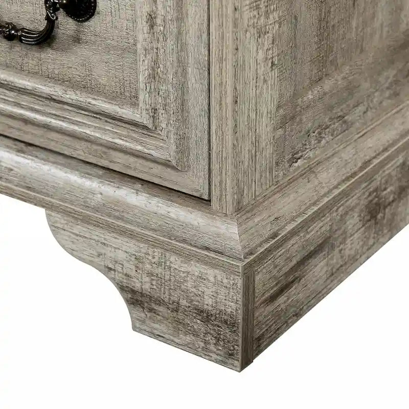 Vintage Style 7-Drawer Wide Dresser with Antique Metal Handles, White