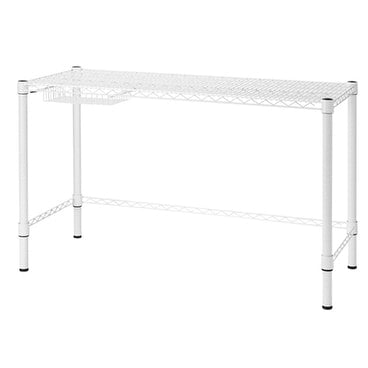 Heavy Duty Carbon Steel Home Office Desk with Under Shelf Tray, White or Black