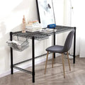 Heavy Duty Carbon Steel Home Office Desk with Under Shelf Tray, White or Black