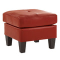 Square Tufted Faux Leather Ottoman with Solid Wood Legs Multi-Color