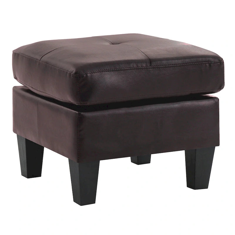 Square Tufted Faux Leather Ottoman with Solid Wood Legs Multi-Color