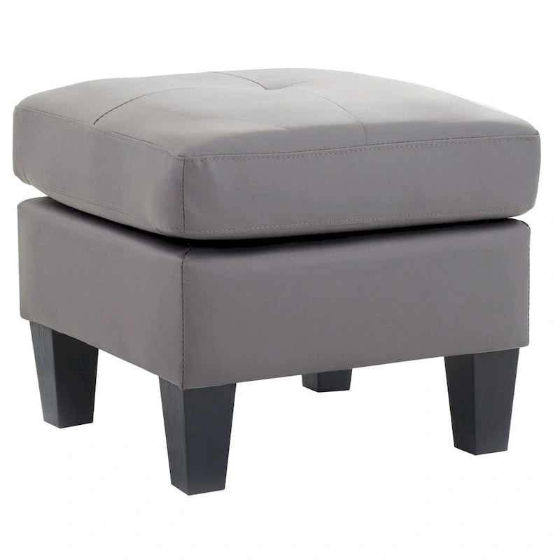 Square Tufted Faux Leather Ottoman with Solid Wood Legs Multi-Color