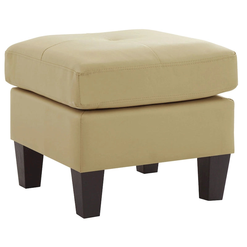 Square Tufted Faux Leather Ottoman with Solid Wood Legs Multi-Color