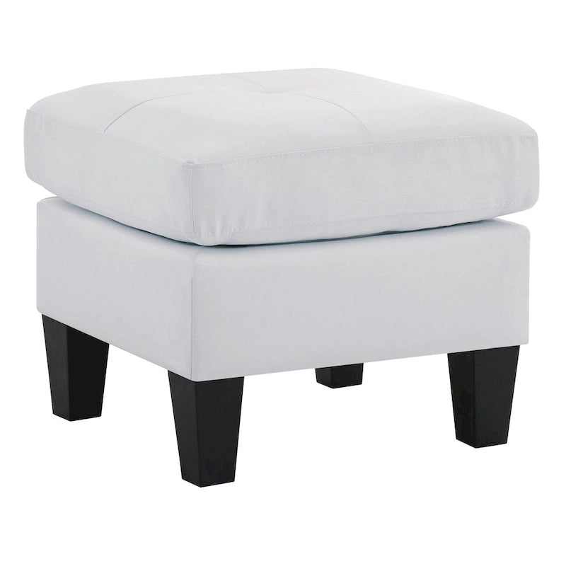 Square Tufted Faux Leather Ottoman with Solid Wood Legs Multi-Color