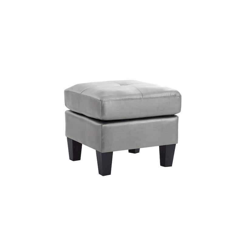 Square Tufted Faux Leather Ottoman with Solid Wood Legs Multi-Color
