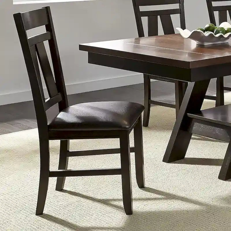 Splat Back Dining Side Chair Upholstered Seat Espresso Weathered Grey