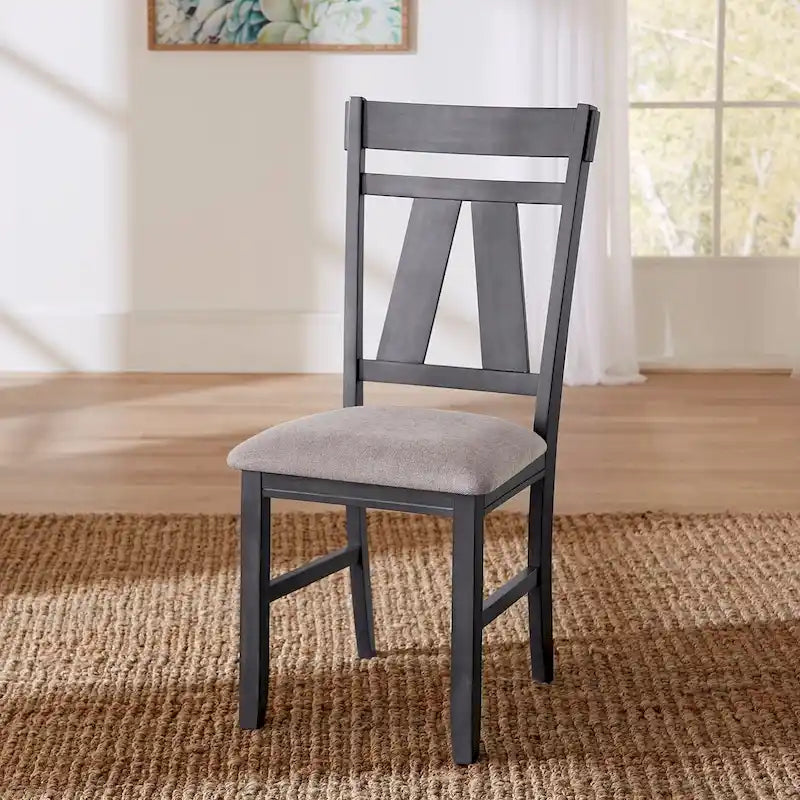 Splat Back Dining Side Chair Upholstered Seat Espresso Weathered Grey