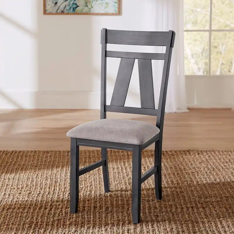 Splat Back Dining Side Chair Upholstered Seat Espresso Weathered Grey