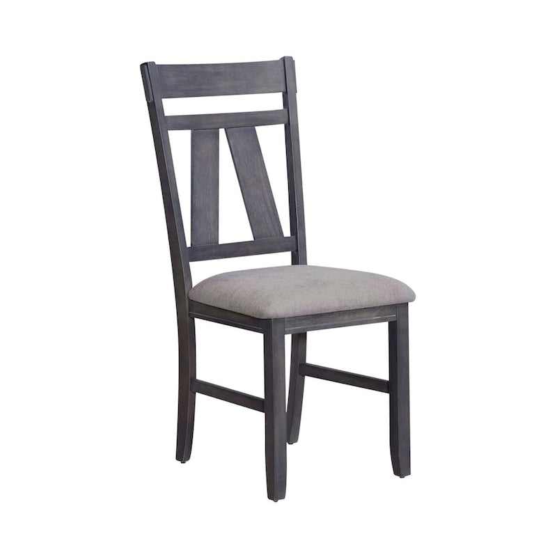 Splat Back Dining Side Chair Upholstered Seat Espresso Weathered Grey
