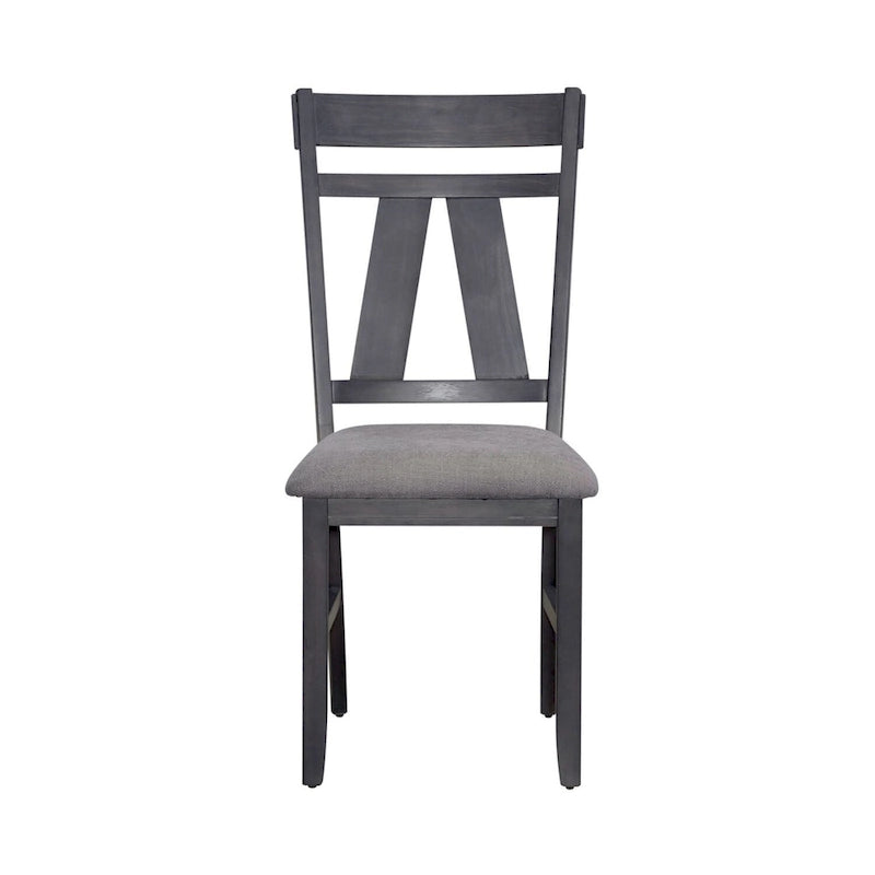 Splat Back Dining Side Chair Upholstered Seat Espresso Weathered Grey