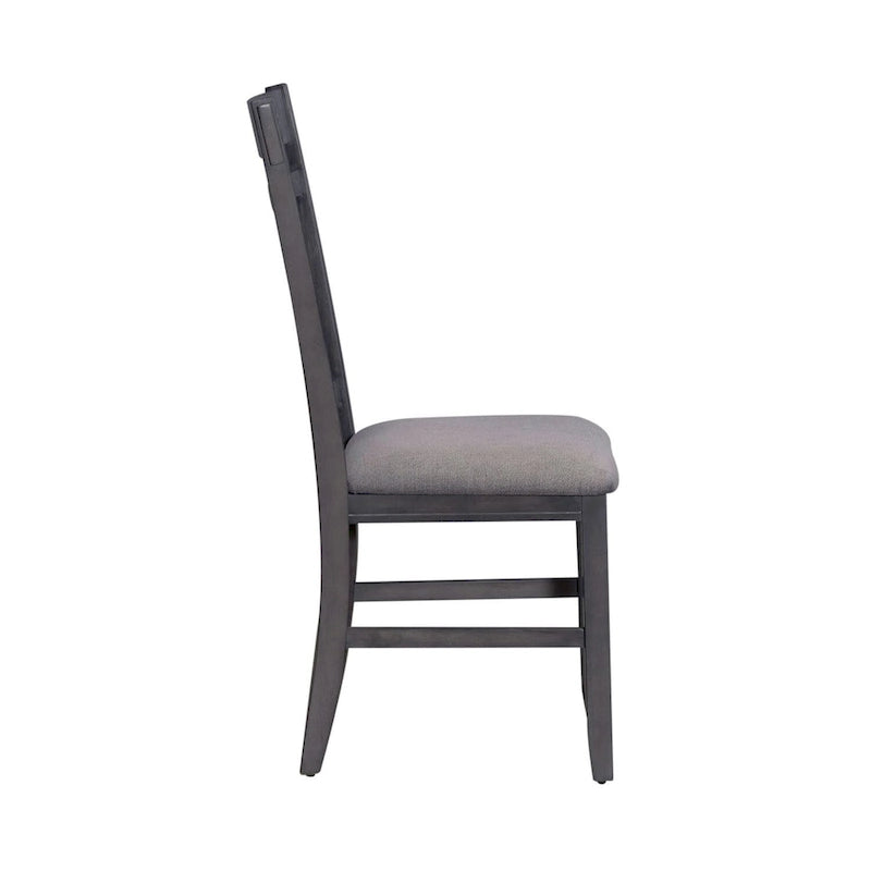 Splat Back Dining Side Chair Upholstered Seat Espresso Weathered Grey