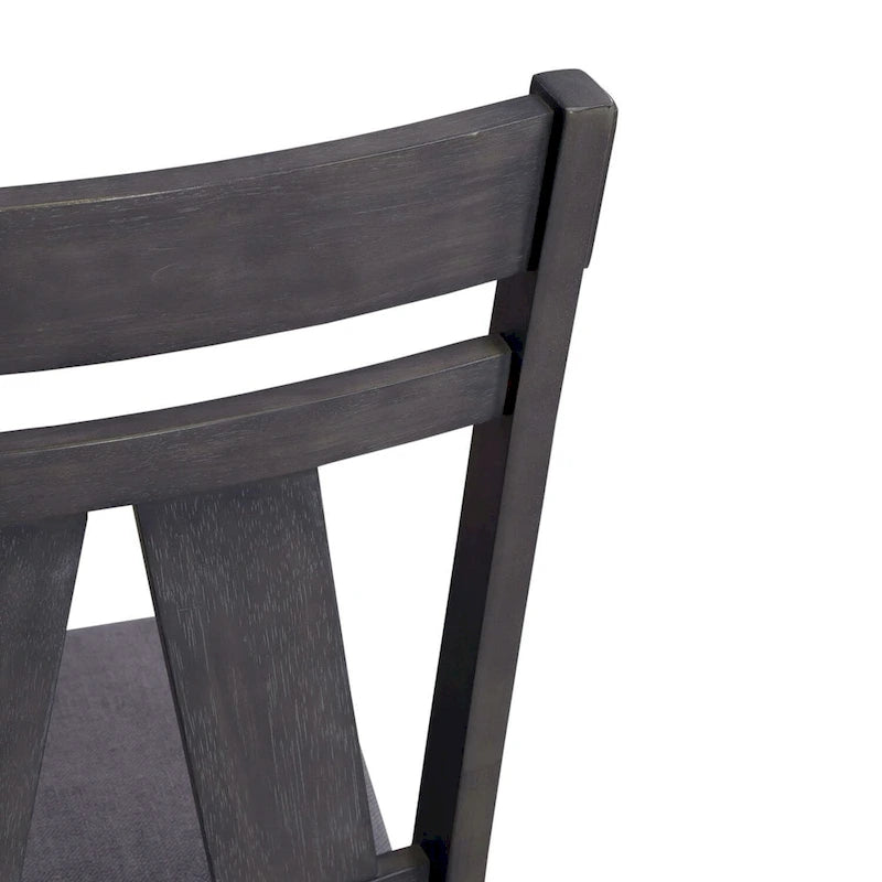 Splat Back Dining Side Chair Upholstered Seat Espresso Weathered Grey