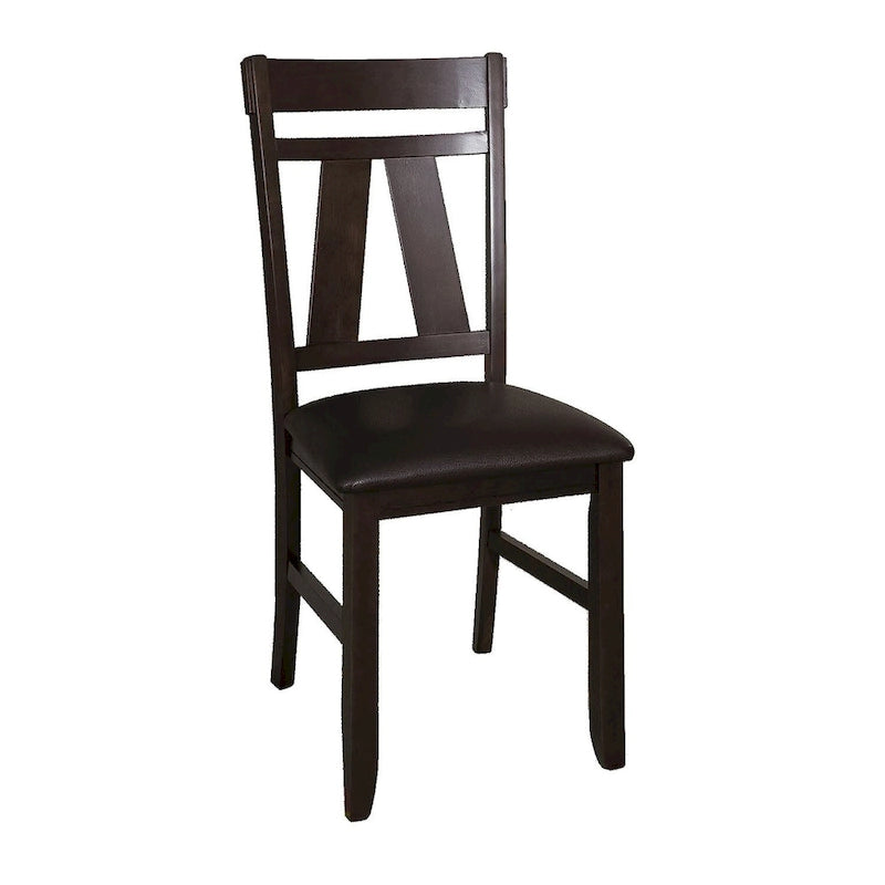 Splat Back Dining Side Chair Upholstered Seat Espresso Weathered Grey