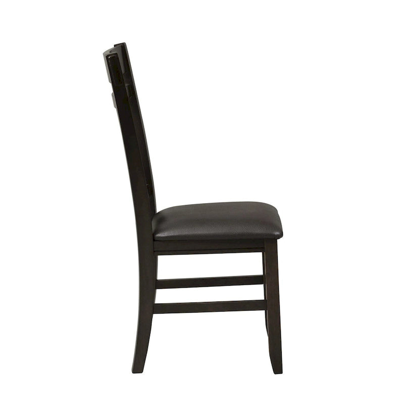 Splat Back Dining Side Chair Upholstered Seat Espresso Weathered Grey