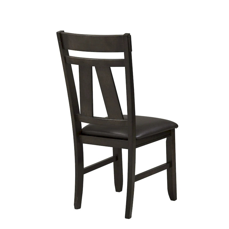 Splat Back Dining Side Chair Upholstered Seat Espresso Weathered Grey