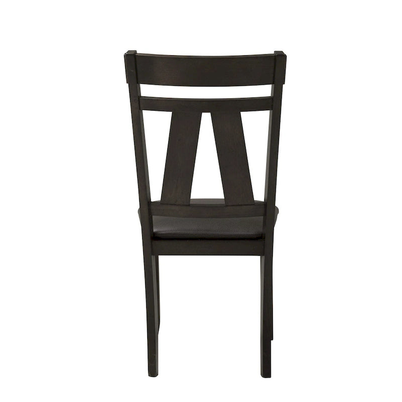 Splat Back Dining Side Chair Upholstered Seat Espresso Weathered Grey