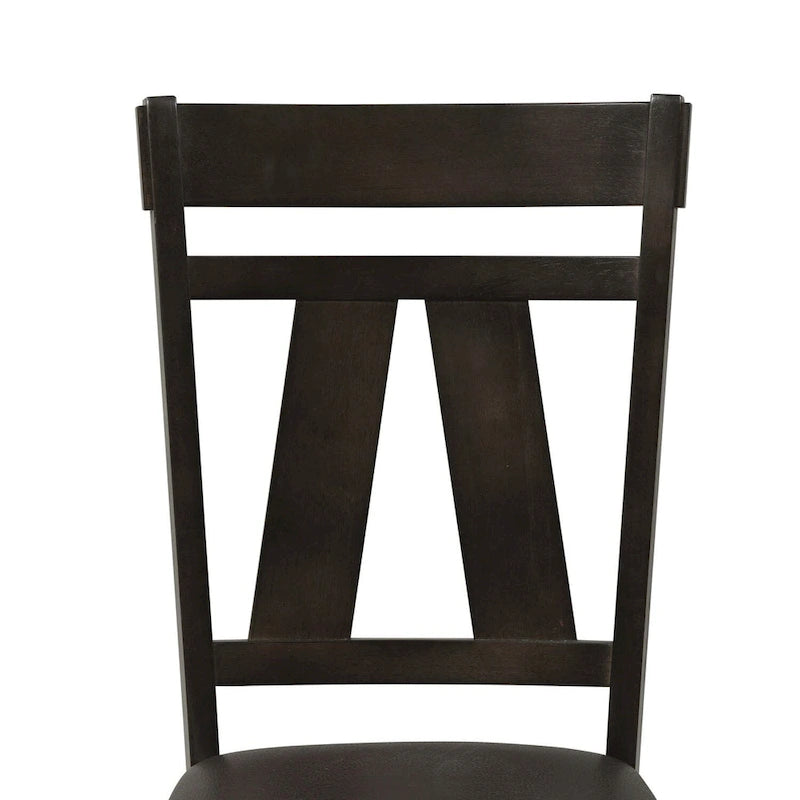 Splat Back Dining Side Chair Upholstered Seat Espresso Weathered Grey