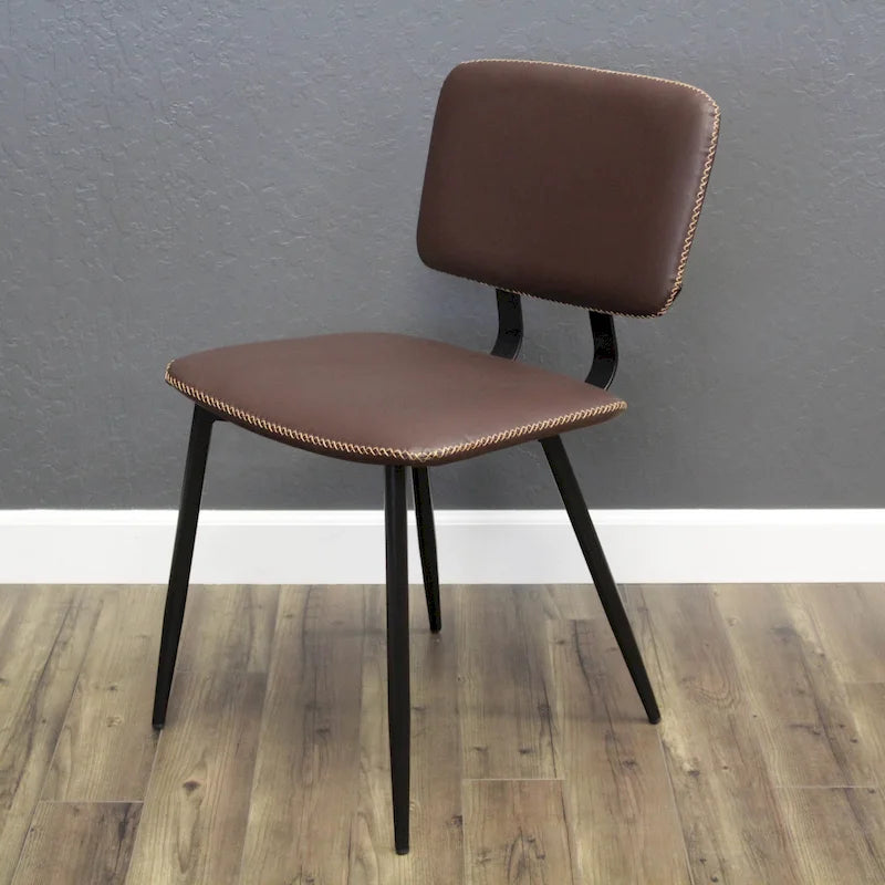 Faux Leather Dining Chair with Metal Legs and Stitched Detail