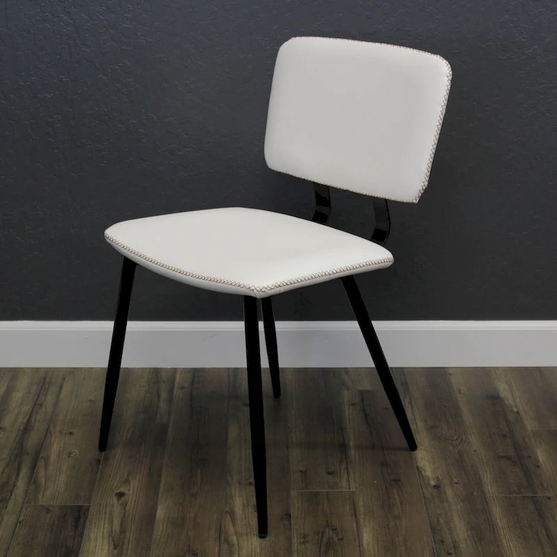 Faux Leather Dining Chair with Metal Legs and Stitched Detail