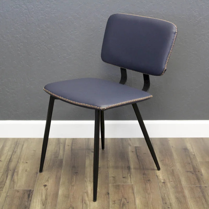 Faux Leather Dining Chair with Metal Legs and Stitched Detail