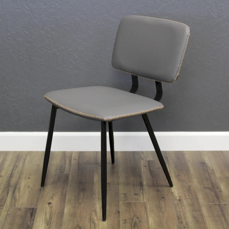 Faux Leather Dining Chair with Metal Legs and Stitched Detail