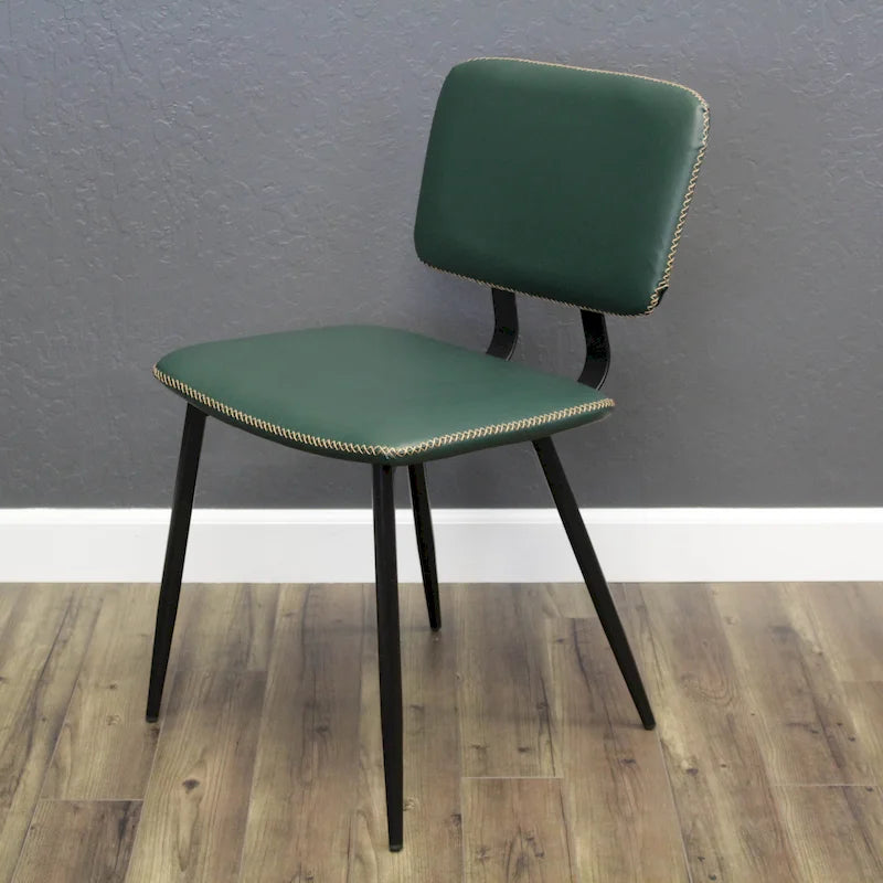 Faux Leather Dining Chair with Metal Legs and Stitched Detail