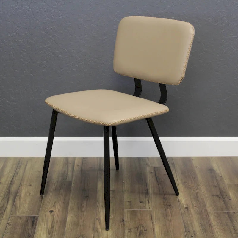 Faux Leather Dining Chair with Metal Legs and Stitched Detail