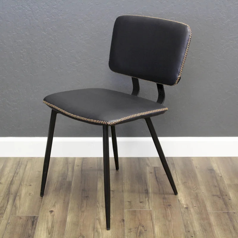 Faux Leather Dining Chair with Metal Legs and Stitched Detail