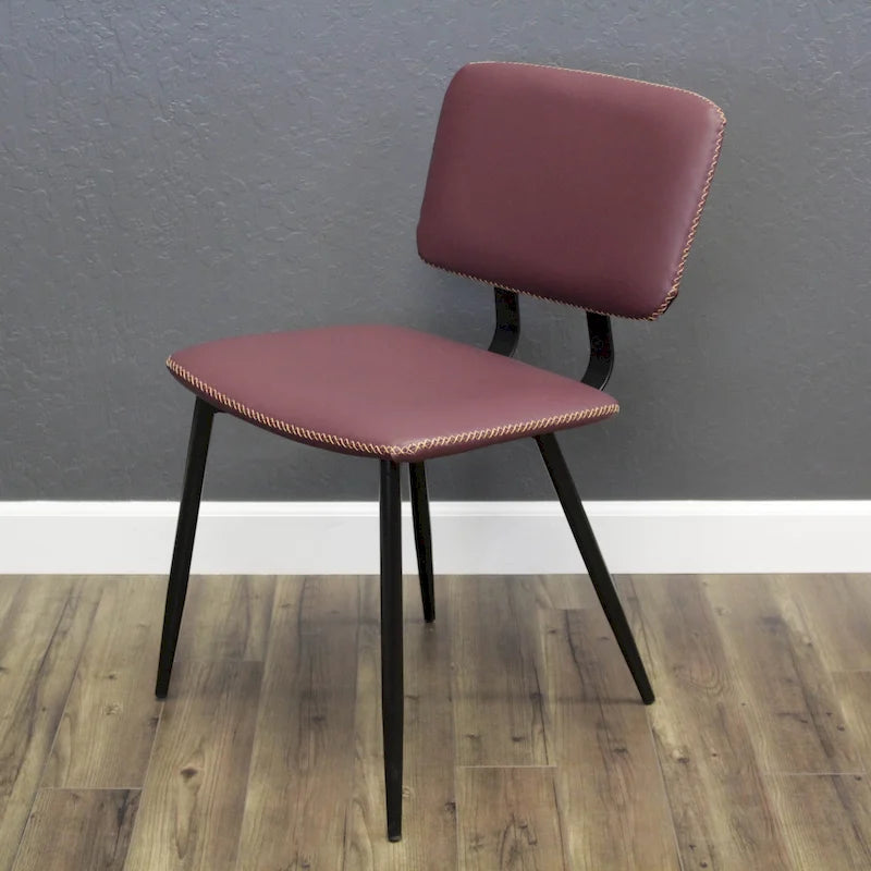 Faux Leather Dining Chair with Metal Legs and Stitched Detail