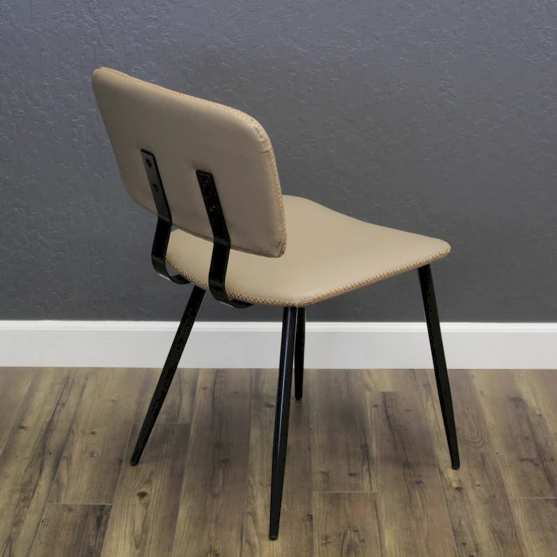 Faux Leather Dining Chair with Metal Legs and Stitched Detail