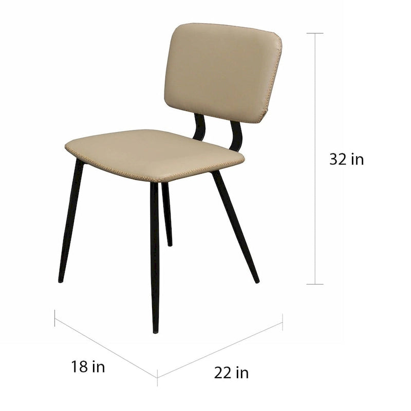 Faux Leather Dining Chair with Metal Legs and Stitched Detail