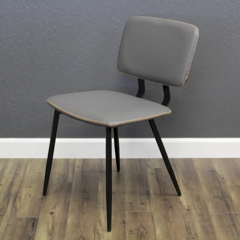 Faux Leather Dining Chair with Metal Legs and Stitched Detail